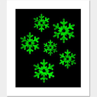 Watercolor Snowflakes (Green) Posters and Art